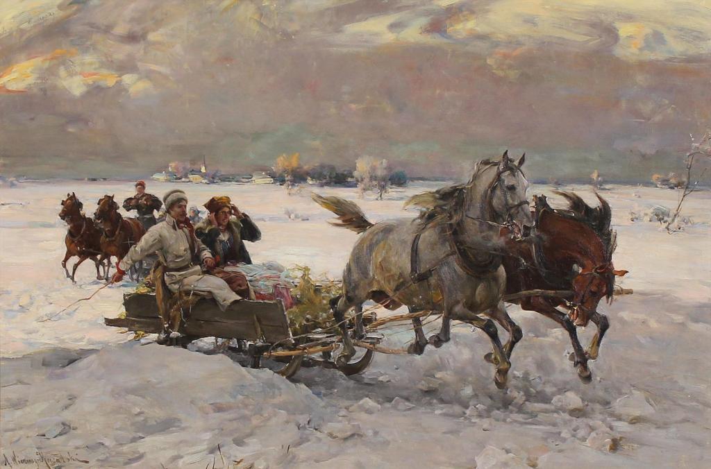 Alfred von Wierusz-Kowalski (1849-1915) - A Sleigh Ride