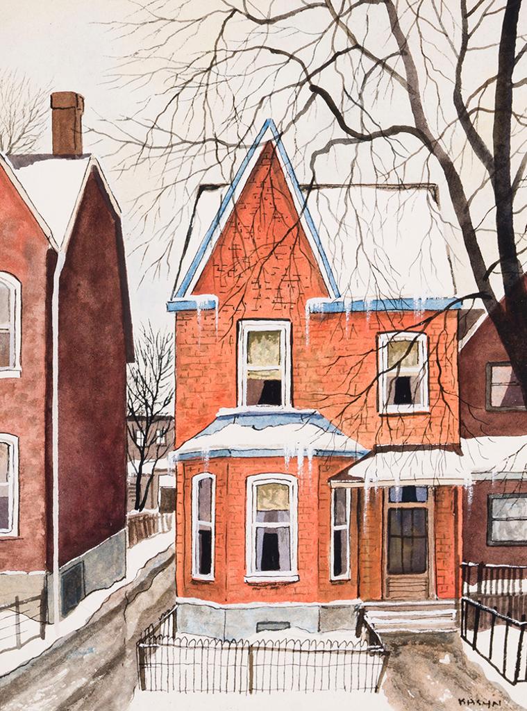 John Kasyn (1926-2008) - Red House with Blue, Euclid Ave.