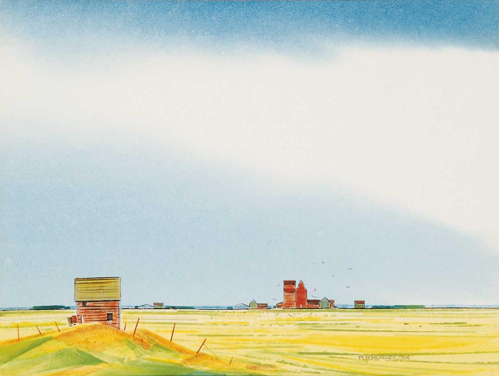 Robert Newton Hurley (1894-1980) - Untitled - Grain Bin and Elevators
