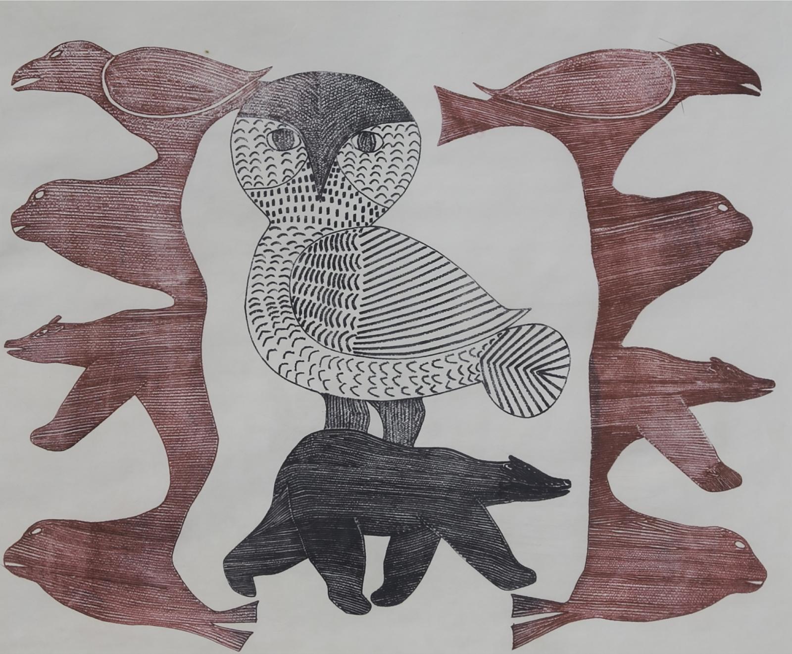 Kenojuak Ashevak (1927-2013) - Owl And Animal Images
