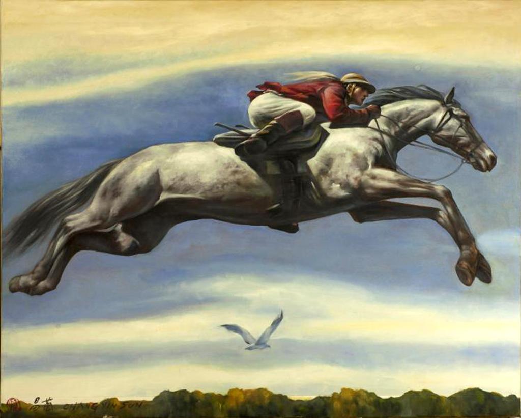 Chang Yin Sun - Untitled - Rider and Horse Jumping