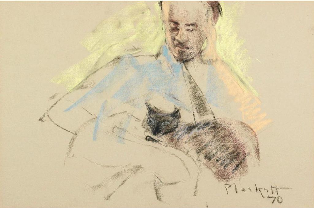 Joseph (Joe) Francis Plaskett (1918-2014) - Self-Portrait With Siamese Cat