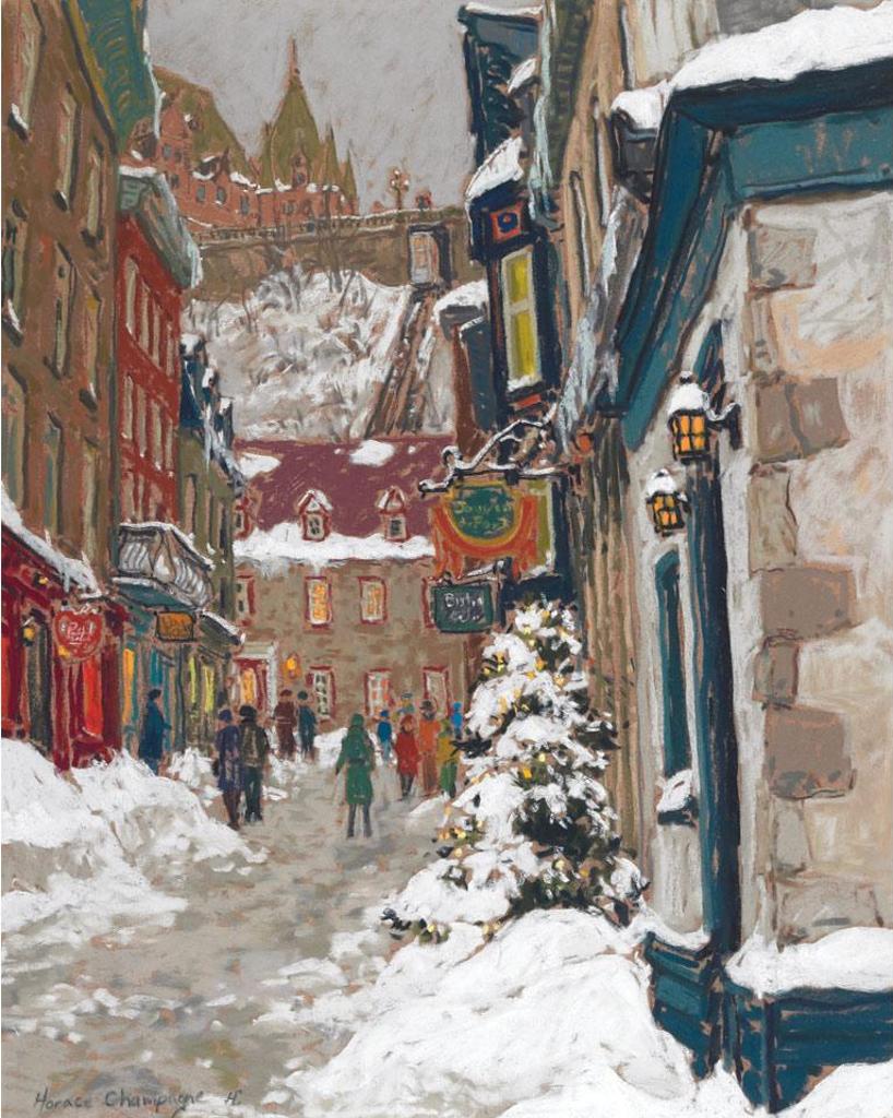 Horace Champagne (1937) - A Soft, Quiet Winter Mood, Quartier Petit Champagne, Old Quebec City