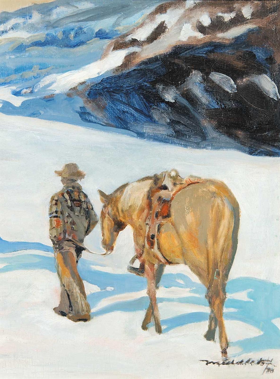 Janet (Holly) B. Middleton (1922-1989) - Untitled - Horse and Rider on the Glacier