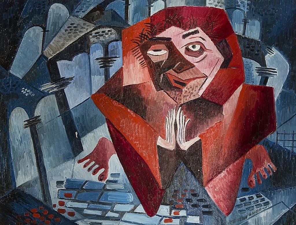 William John Bertram Newcombe (1907-1969) - The Red Monk - A Praying Old Character