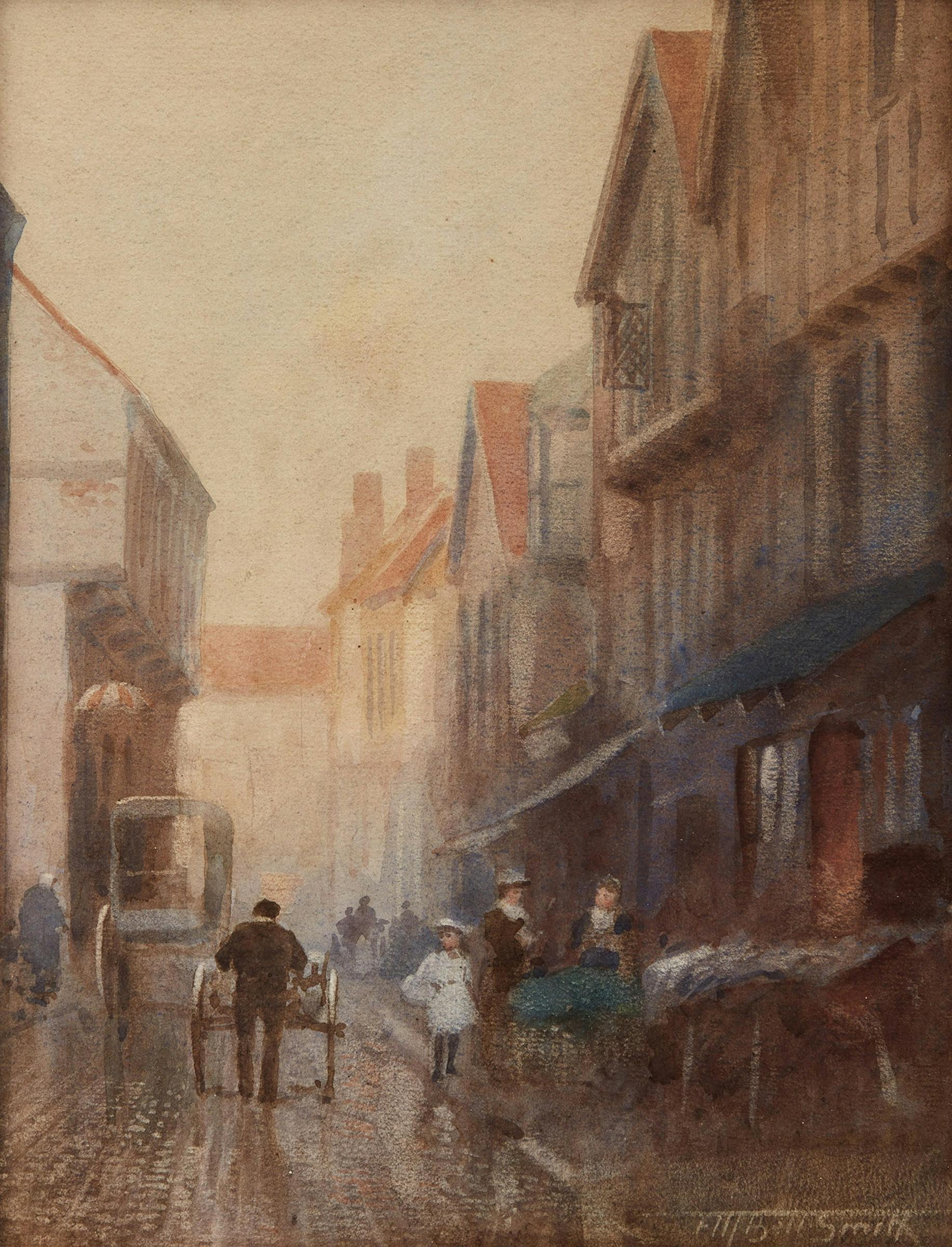 Frederic Martlett Bell-Smith (1846-1923) - Street Scene (possibly Westgate Street, Gloucester)