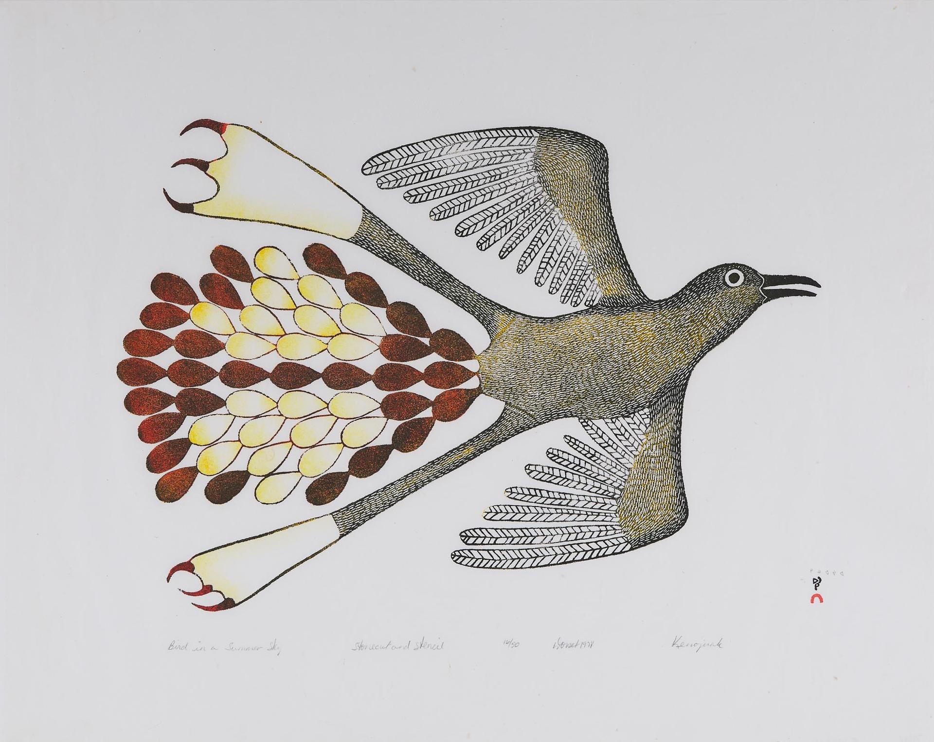 Kenojuak Ashevak (1927-2013) - Bird In A Summer Sky, 1978