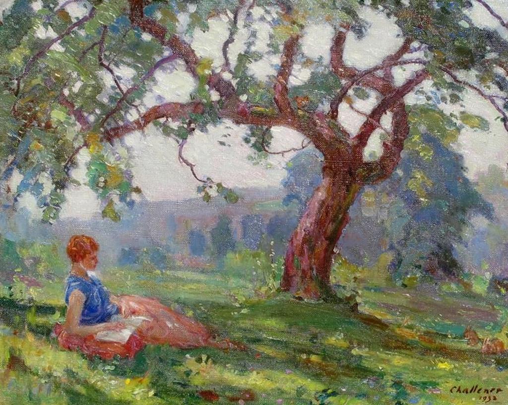 Frederick Sproston Challener (1869-1958) - Woman Reading Under A Tree; 1932
