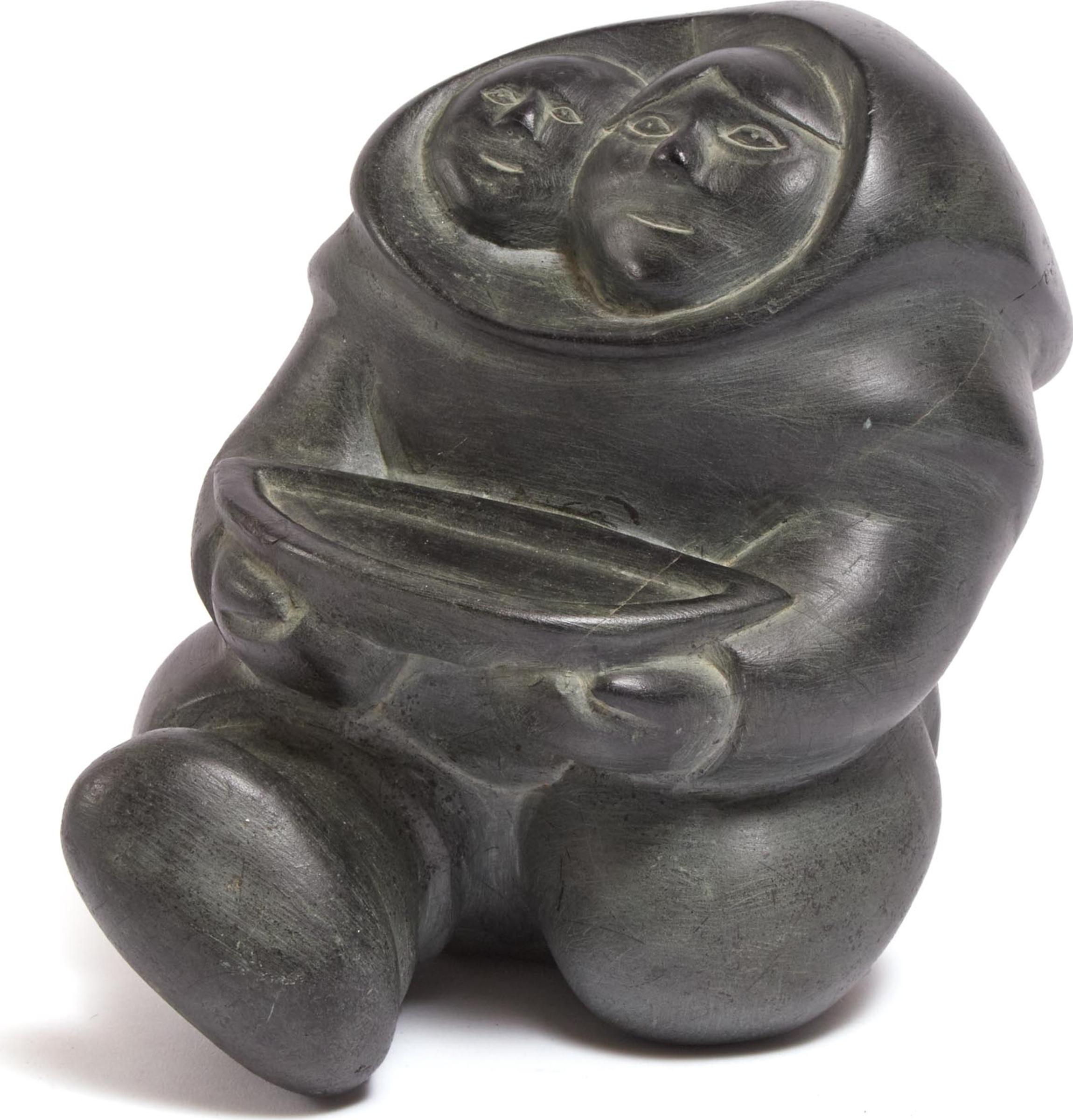 Mathew Aqigaaq (1940-2010) - Mother And Child With Qulliq, 1978