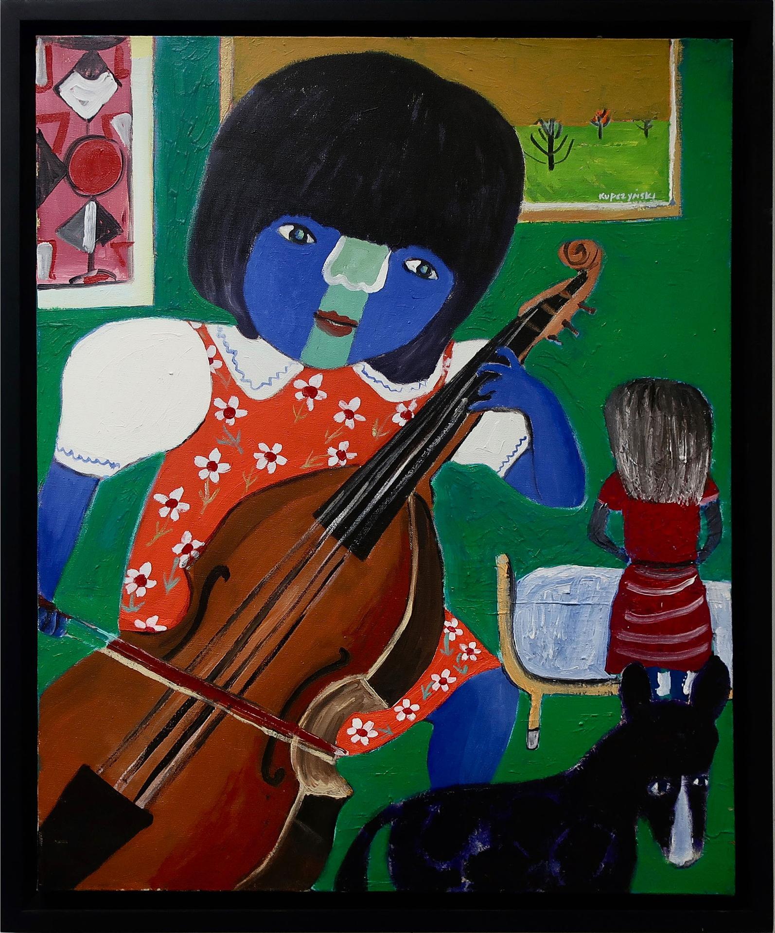 Zbigniew Stanley Kupczynski (1928) - Untitled (Girl With Cello)