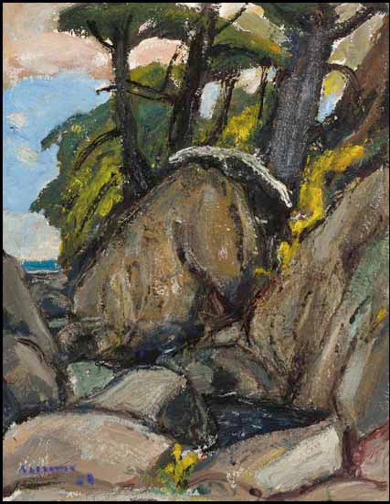 Arthur Lismer (1885-1969) - Trees on a Rocky Coastline, Vancouver Island, BC
