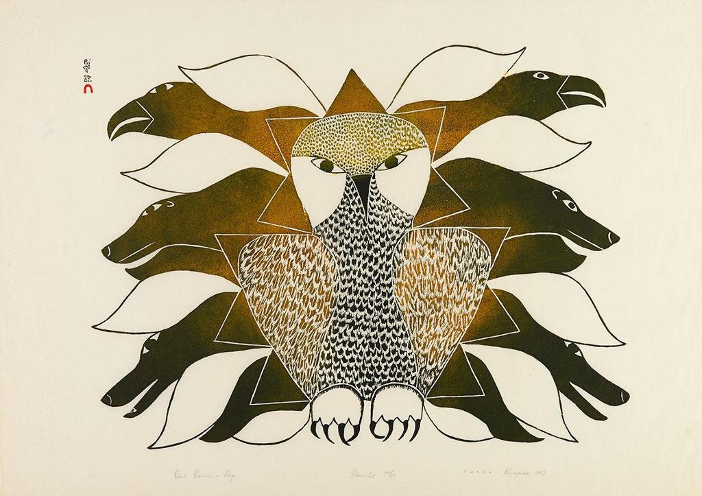 Kenojuak Ashevak (1927-2013) - Owls, Ravens And Dogs