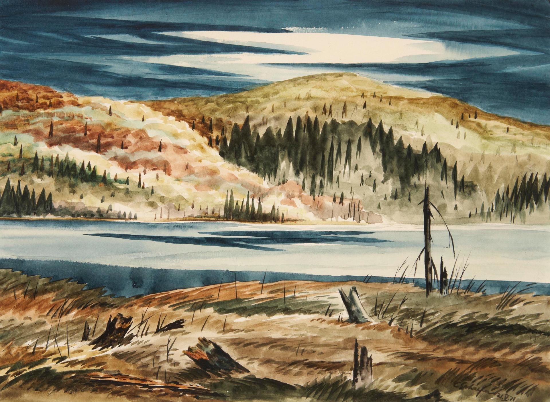 Carl Fellman Schaefer (1903-1995) - Spring, Lake Michabo Haliburton (near Redstone Lake) May 21.1971 Elspeth Hall's Lake and Camp