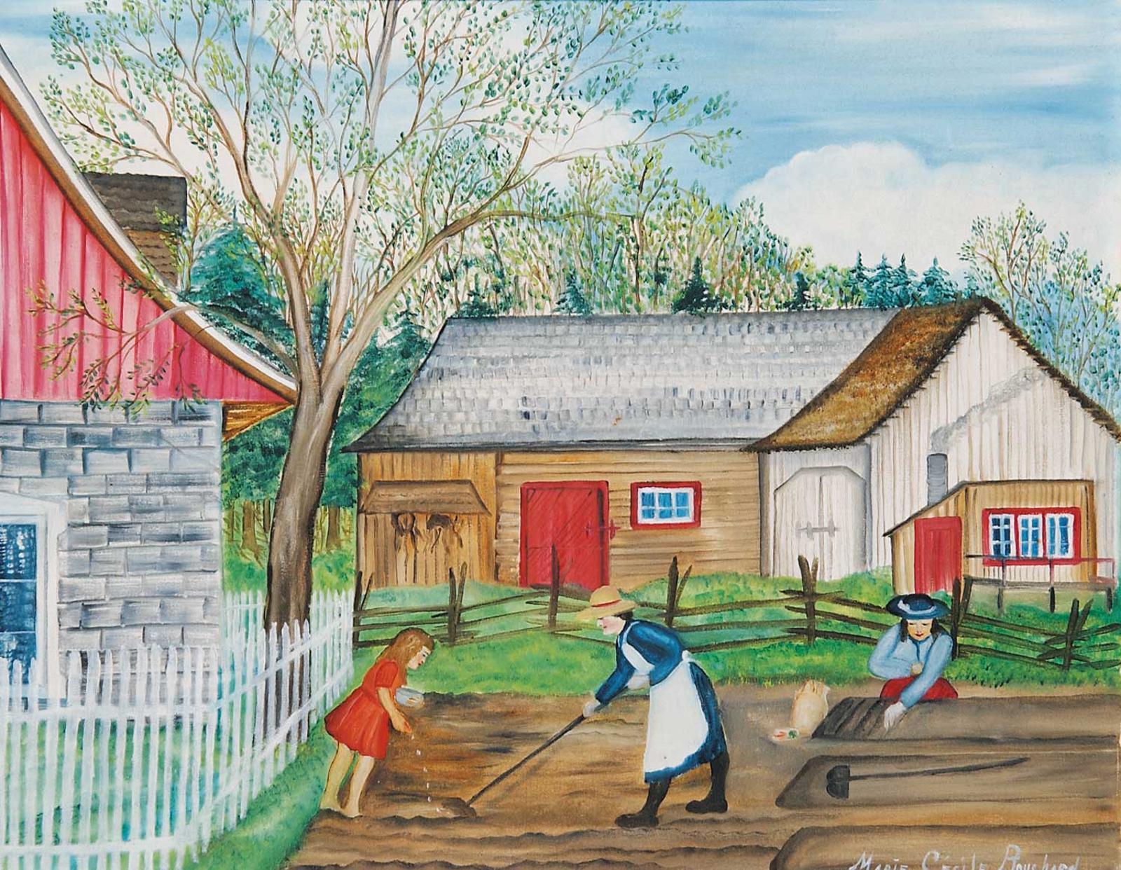 Marie Cecile Bouchard (1920-1973) - Untitled - Gardening in Springtime