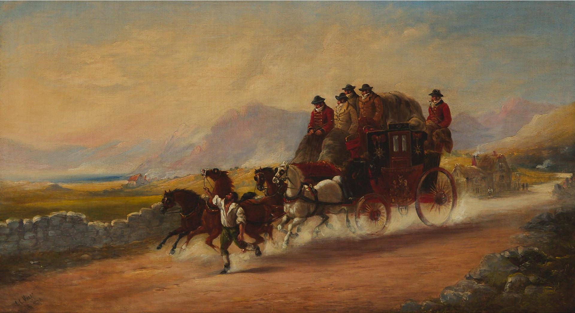 John Christian Charles Maggs (1819-1895) - The Bath-London Mail Coach (On A Dusty Road), 1879