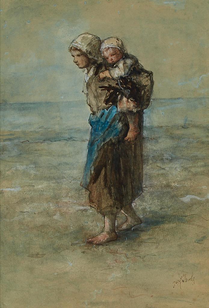 Jozef Israëls (1824-1911) - Piggyback At The Beach, After 1855