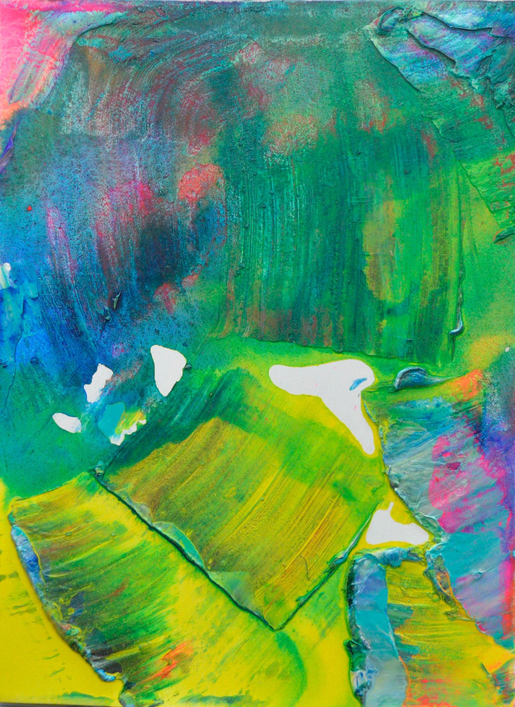 Roy Lerner (1954-2023) - composition abstraite, acrylique et gel sur toile, signée, titrée et datée 1999 au dos