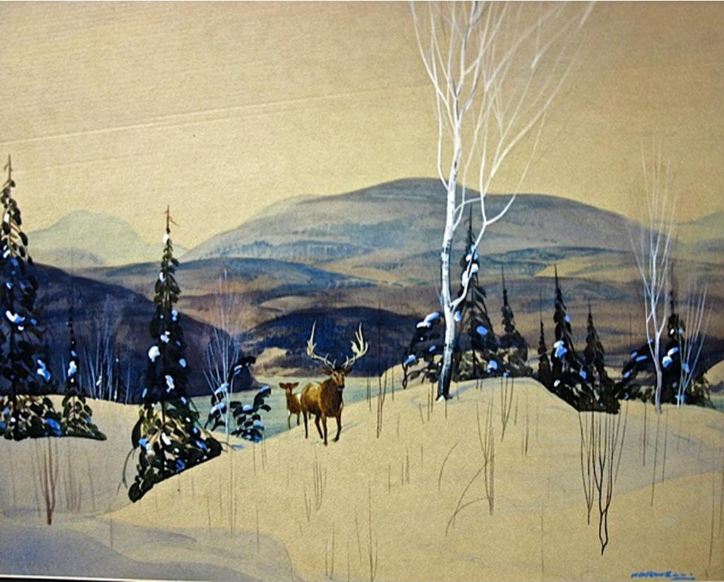 Graham Norble Norwell (1901-1967) - Buck And Doe In Winter