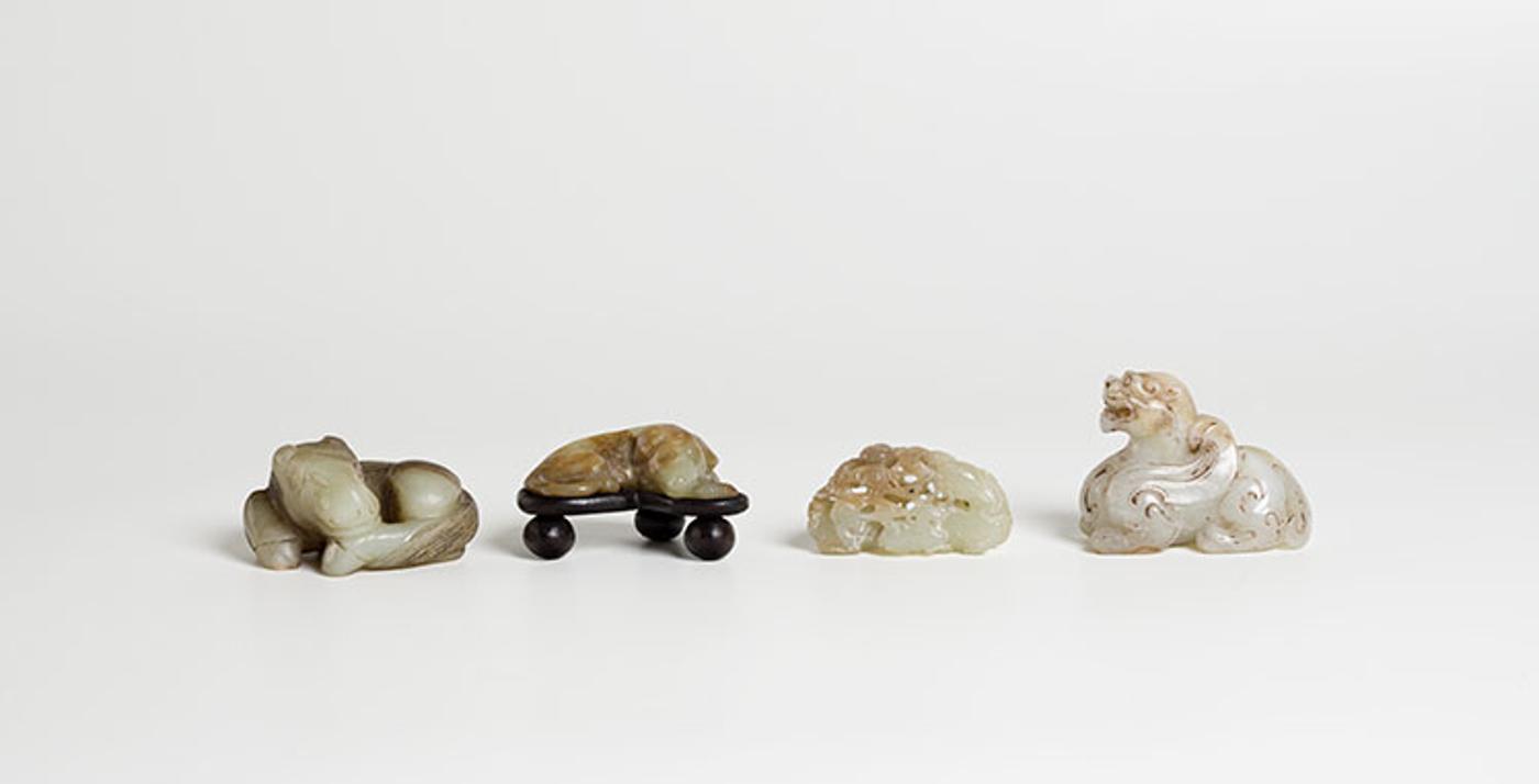 Chinese Art - A Group of Four Chinese Jade Carved Animals, 19th/20th Century