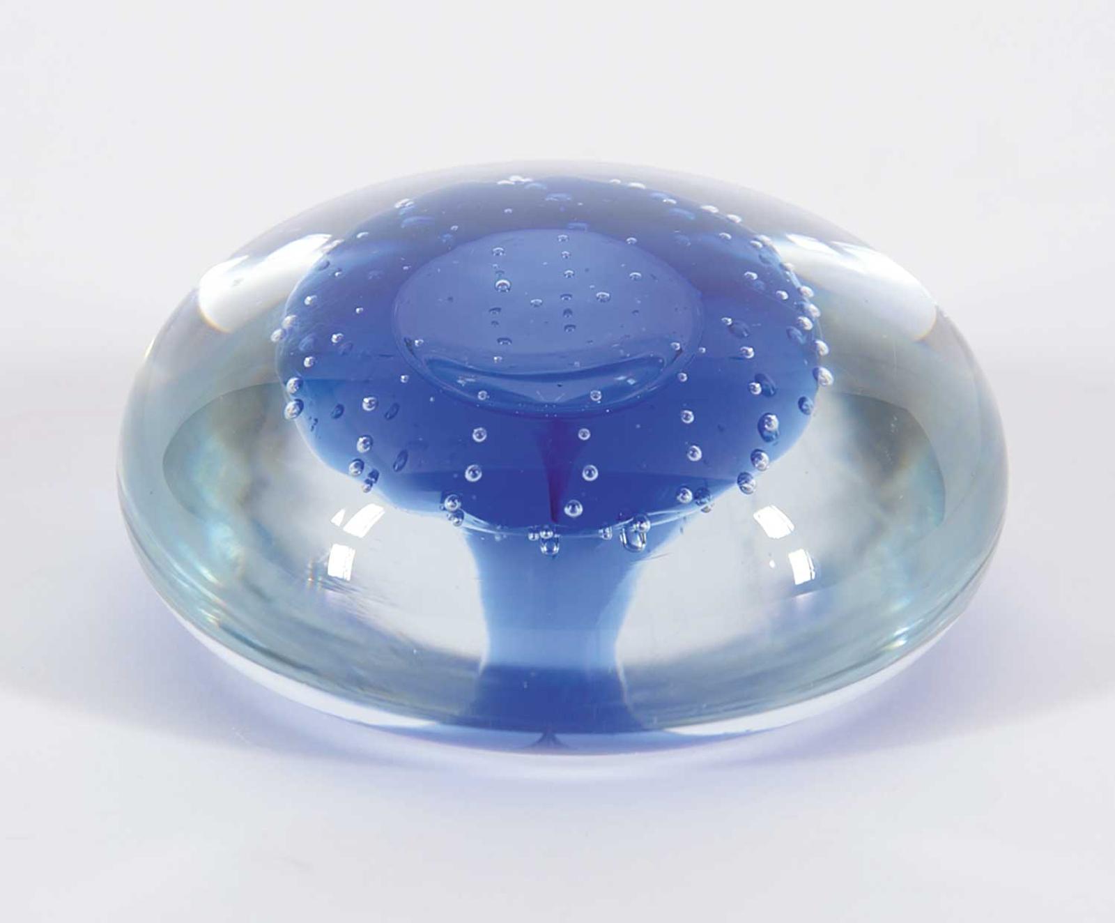 Glass School - Blue Bubble Paperweight