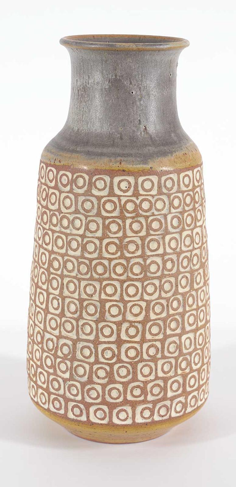 Alberta Craft Council School - Yellow and Grey Patterned Vase