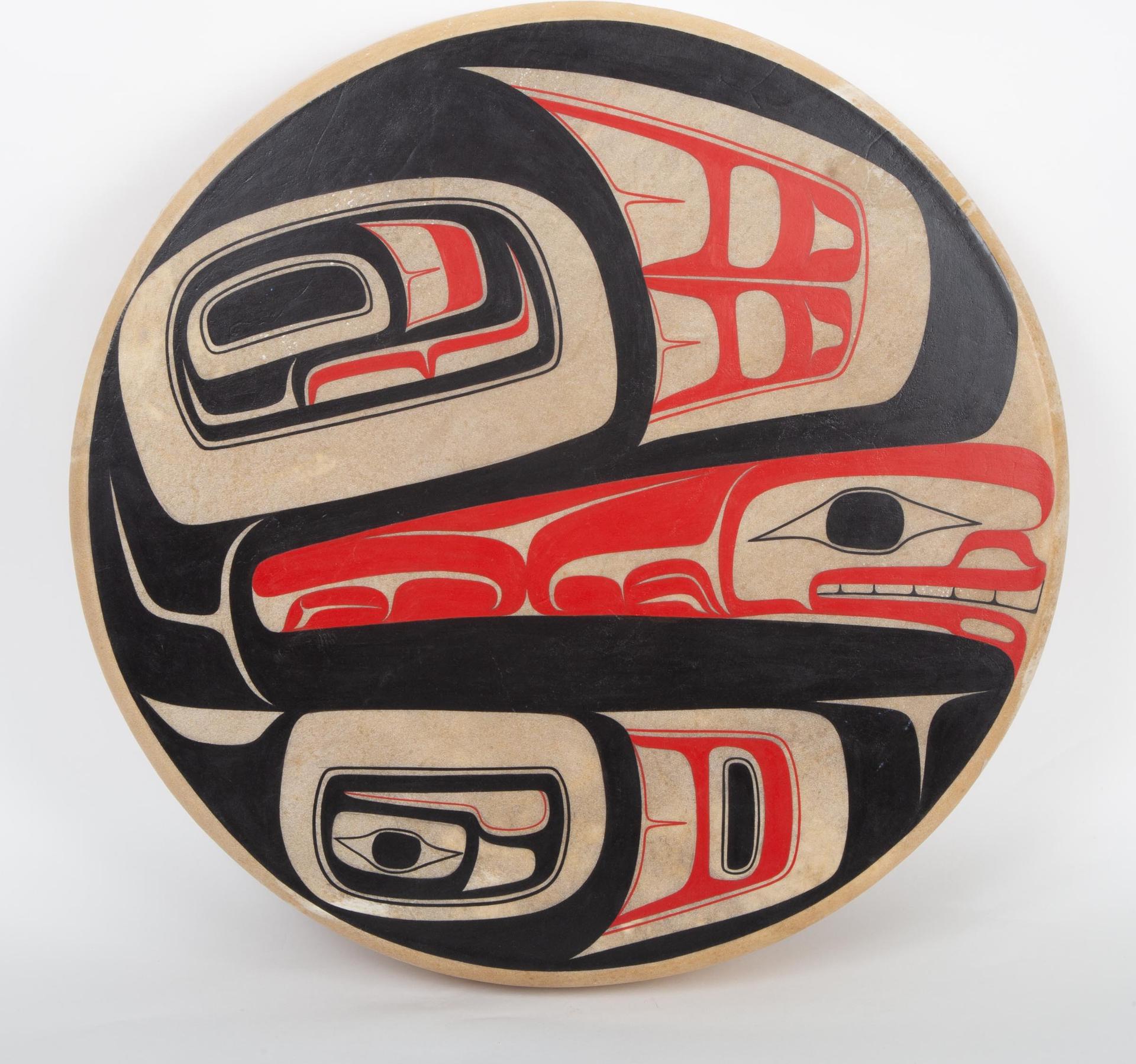 Reg Davidson (1954) - Killer Whale And The Chief's Wife, Hand Painted Drum