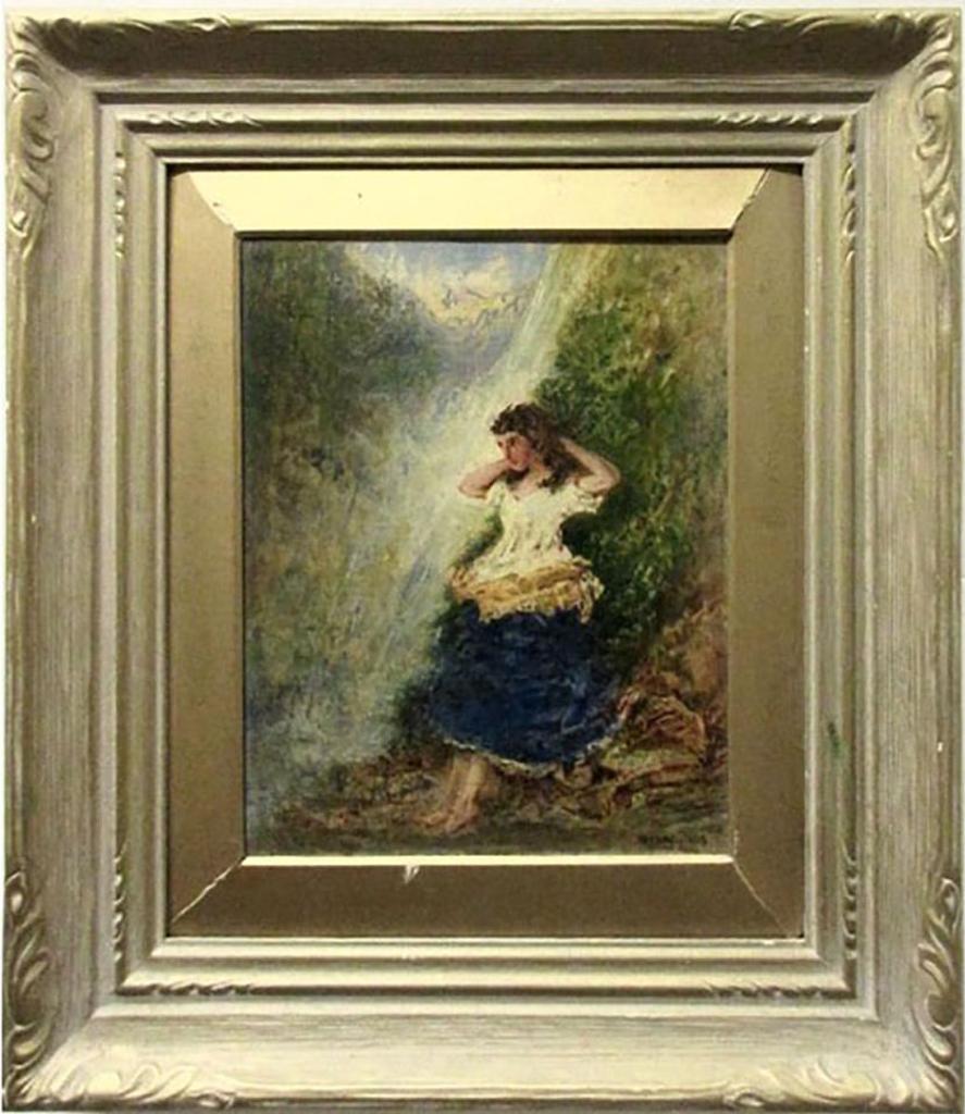 Otto Rheinhold Jacobi (1812-1901) - Young Woman By Waterfall