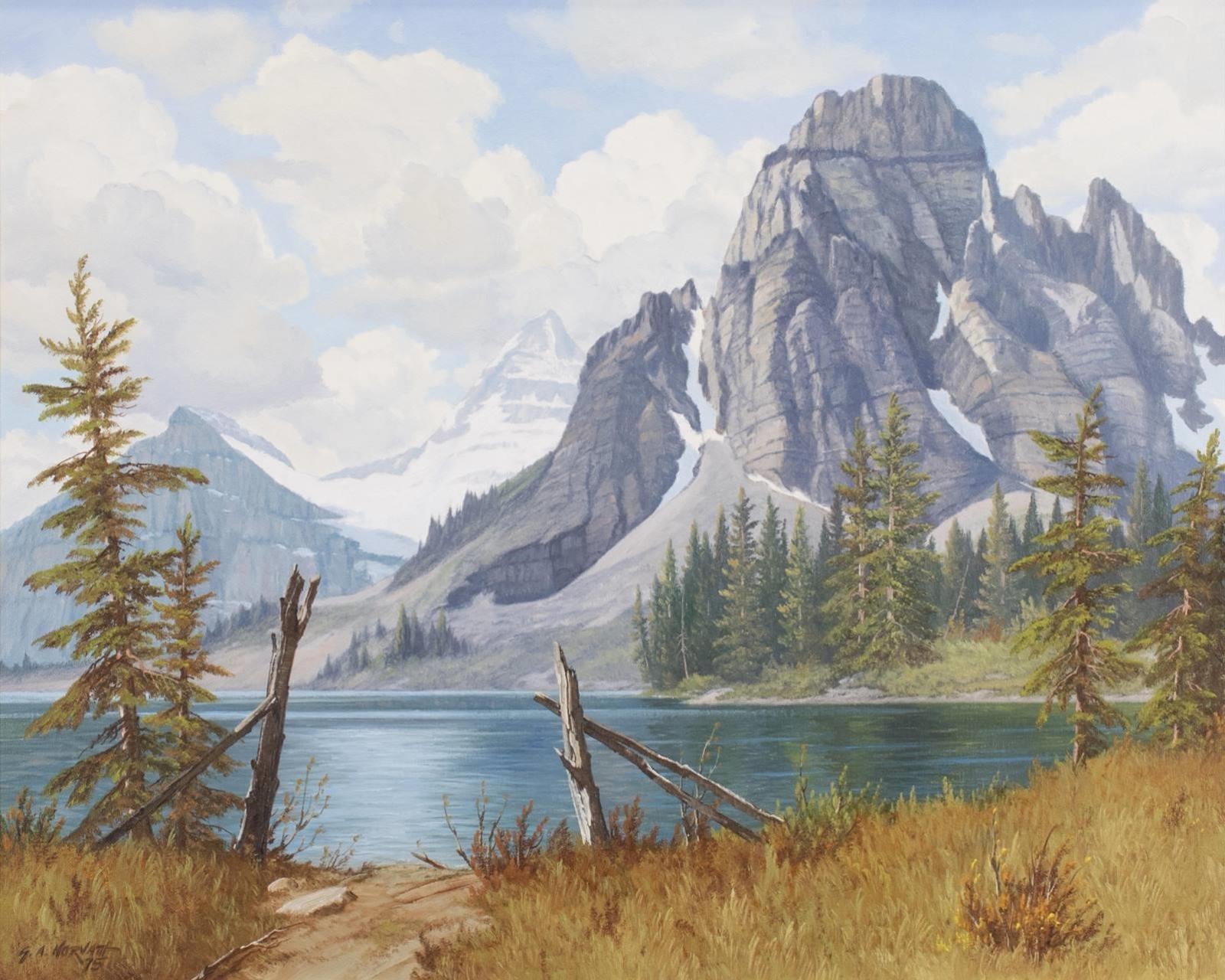 George A. Horvath (1933-2012) - Sunburst Lake And Mount Assiniboine; 1975