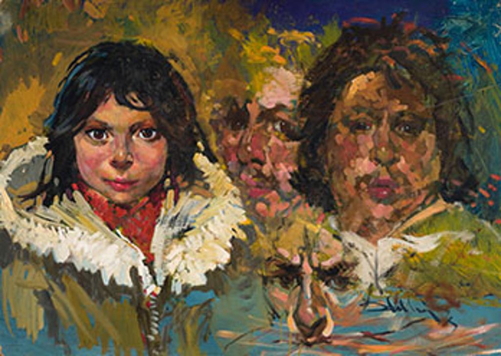 Arthur Shilling (1941-1986) - Triple Self Portrait and Child in Parka