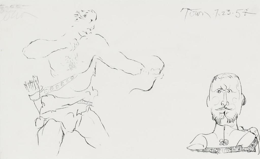 Harold Barling Town (1924-1990) - Warrior With Bow And Bust, 7.23.58