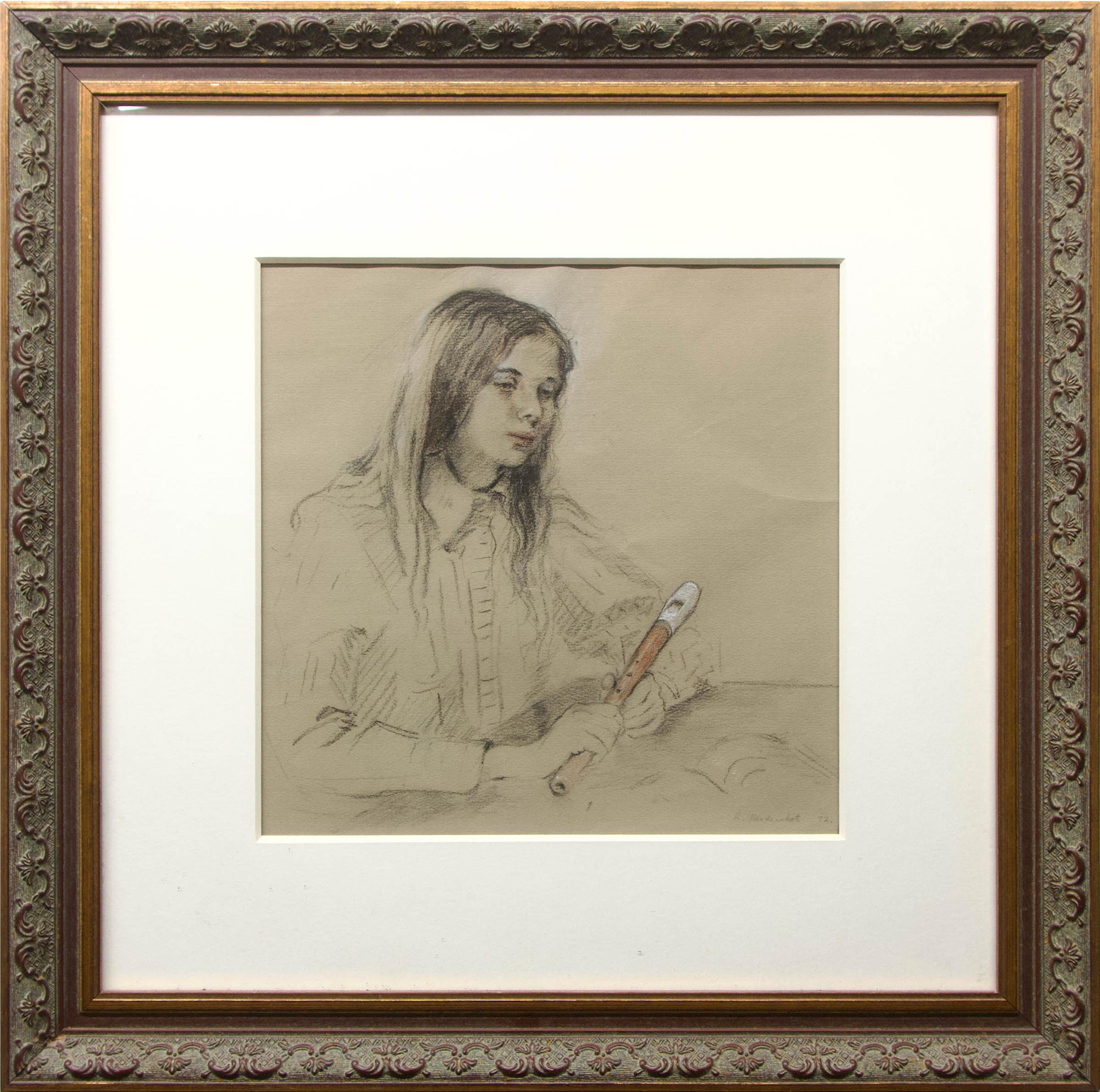 Rae Hendershot (1921-1988) - Untitled (Young Girl With Flute)