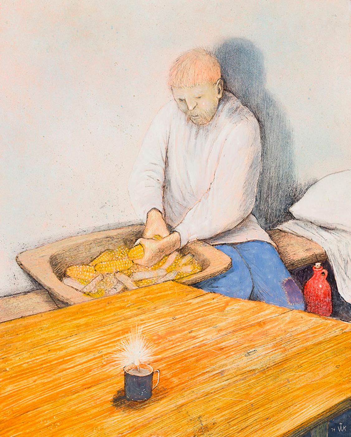 William Kurelek (1927-1977) - Pioneer After Supper Chore