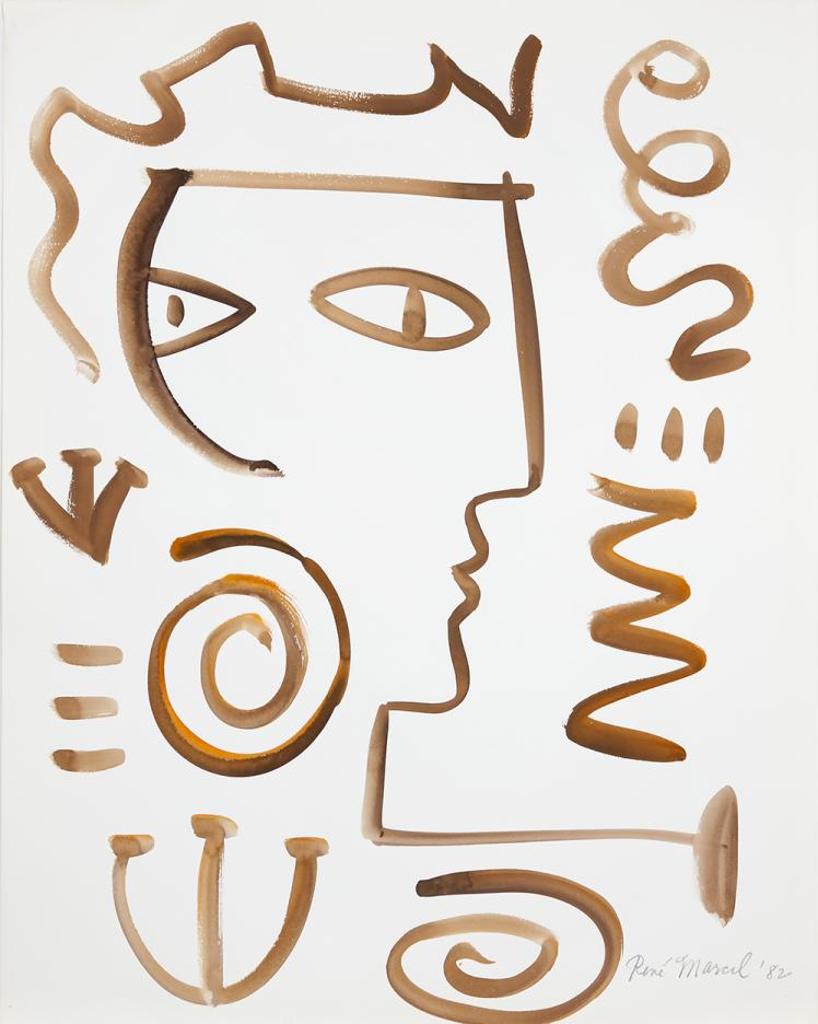 Rene Marcil (1917-1993) - Untitled - Brown Male Profile