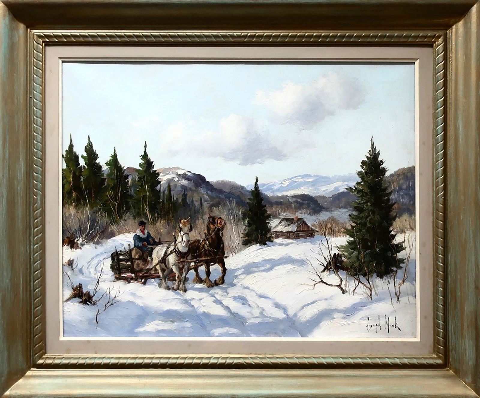 Joseph Monk (1908-1984) - Hauling Logs In Winter