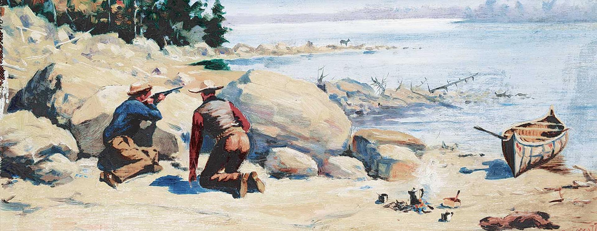 John William (J.W.) Beatty (1869-1941) - Untitled - Training Sight on Deer