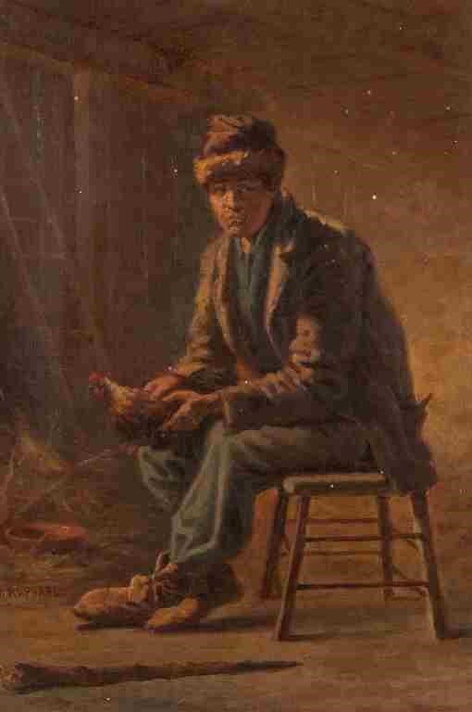 William Raphael (1833-1914) - Habitant holding chicken
