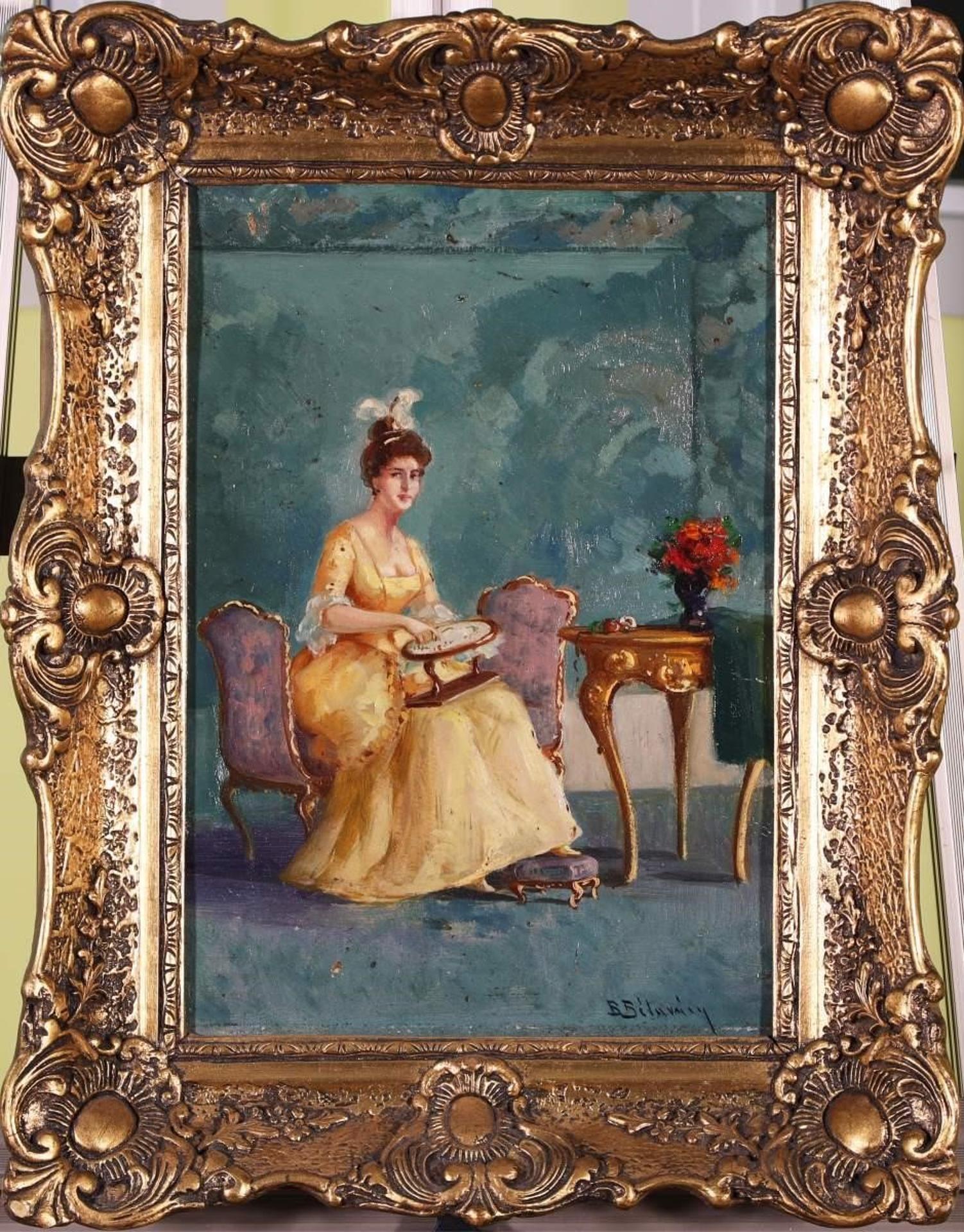 Istvan Burchard-Belavary (1864-1933) - Untitled, Lady with Needlework