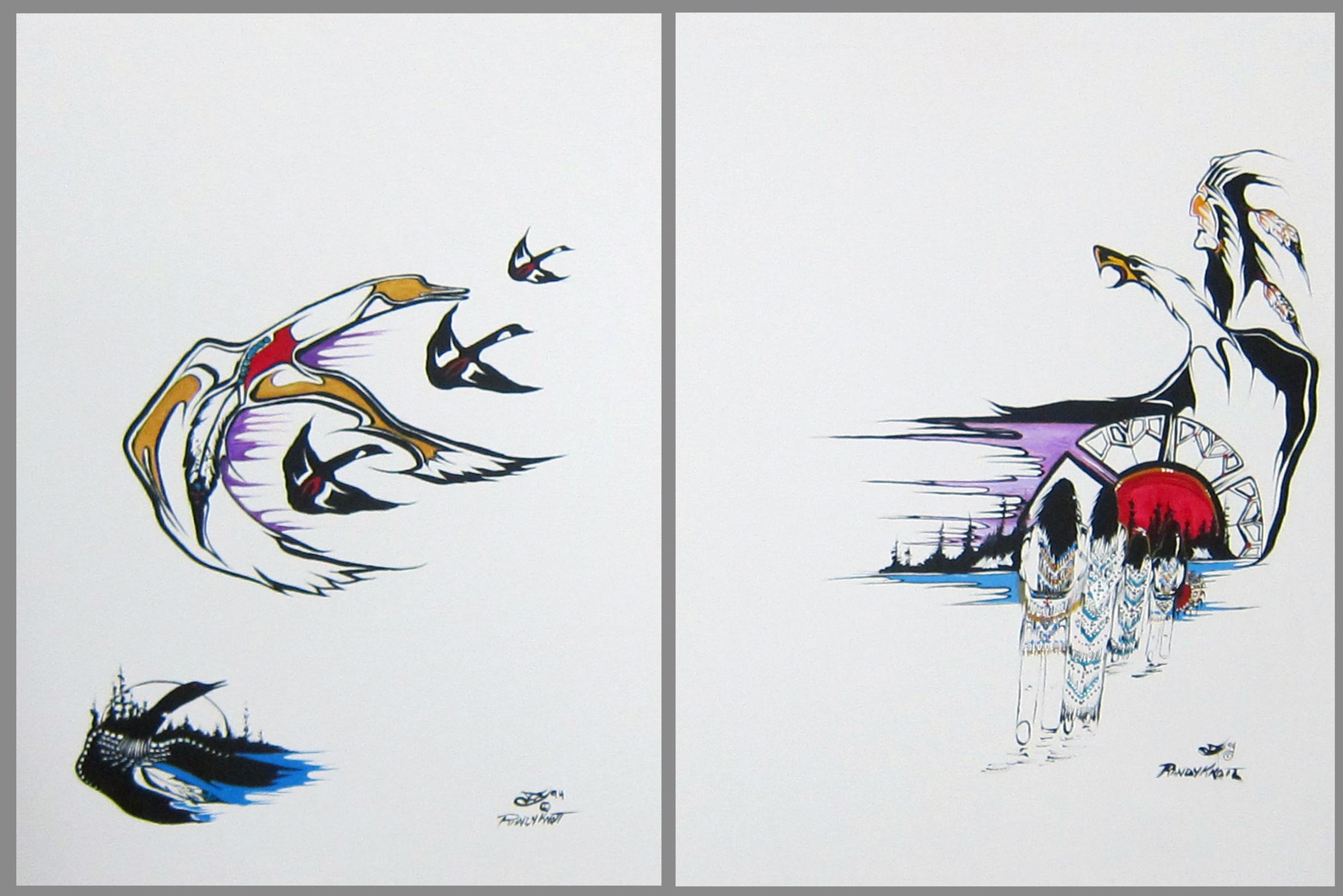 Randall Knott (1955) - Lot of 2 oils on canvas