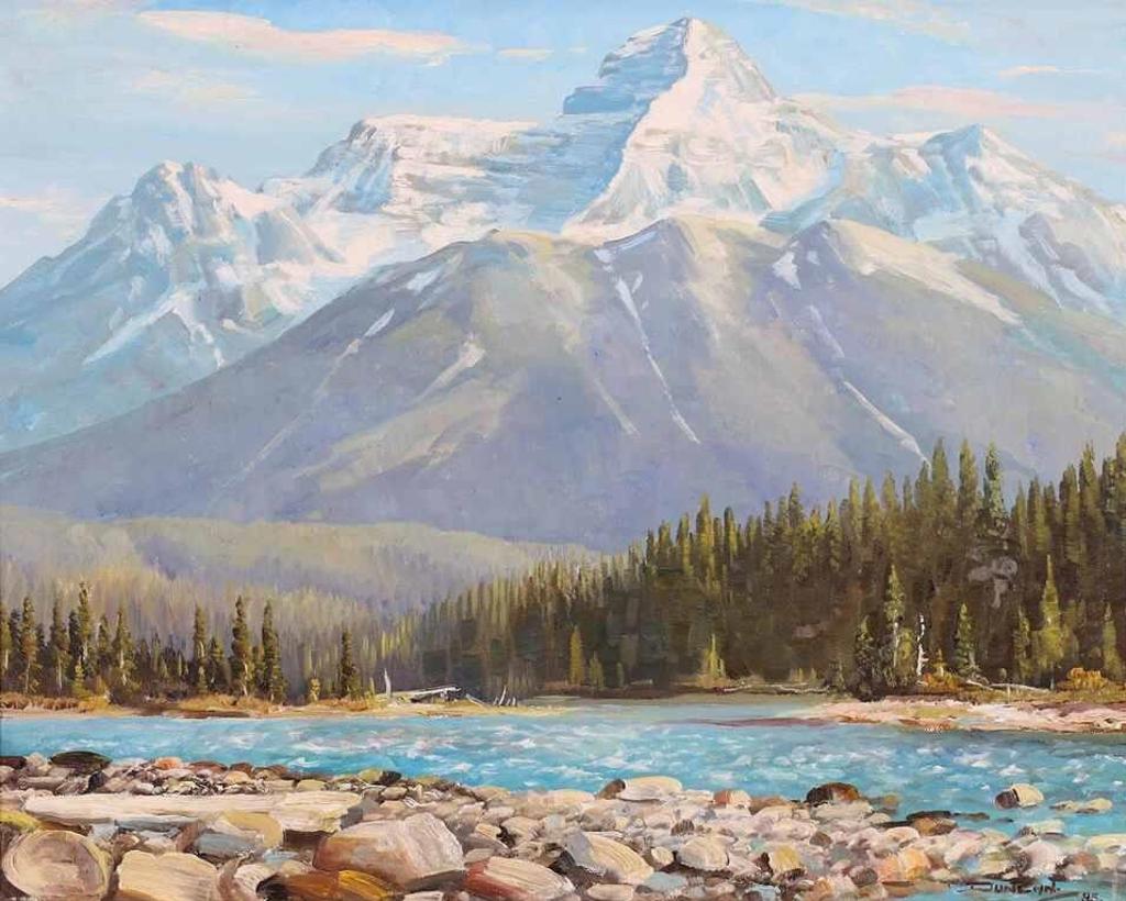 Duncan Mackinnon Crockford (1922-1991) - Mt. Fryatt And Athabasca River, Jasper Park, Alberta; 1985
