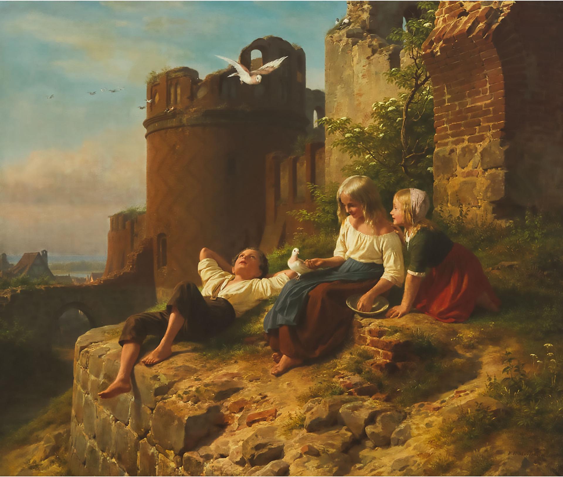 Friedrich Eduard Meyerheim - Children Playing By The Ruins, 1845