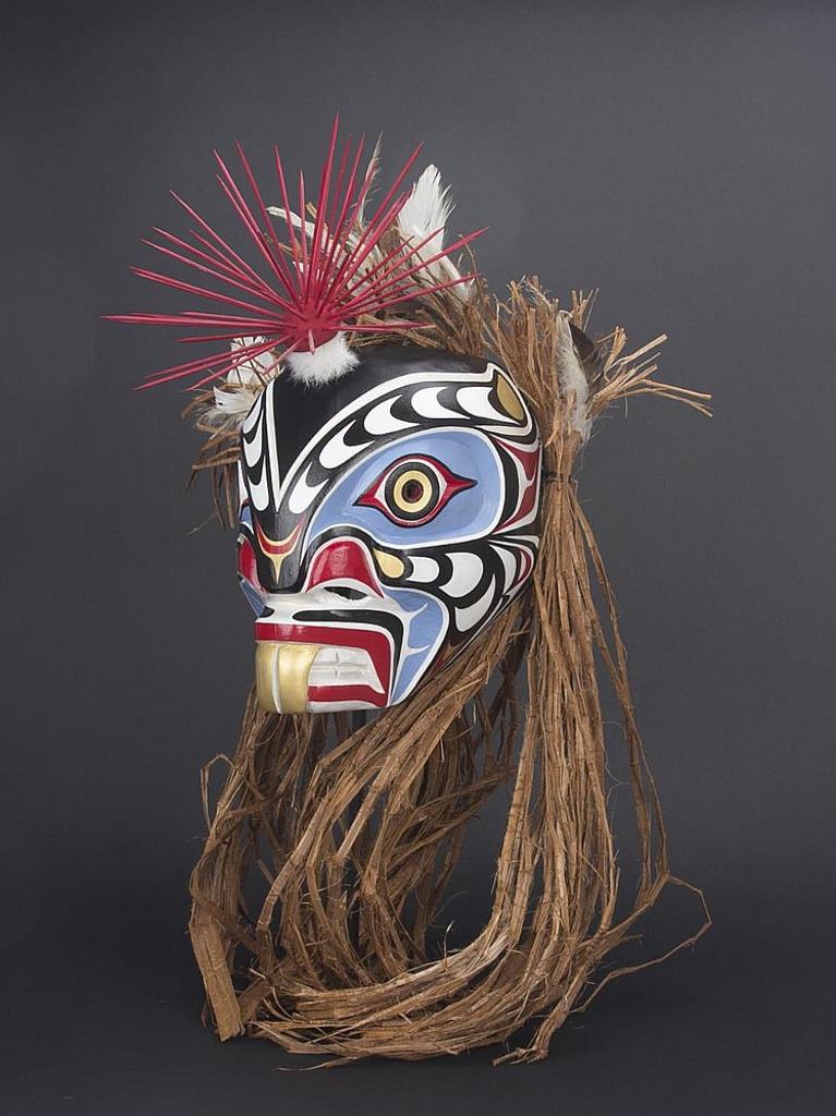 John Jacobsen (1883-1953) - a carved and polychromed Kwakiutl Pugwish mask