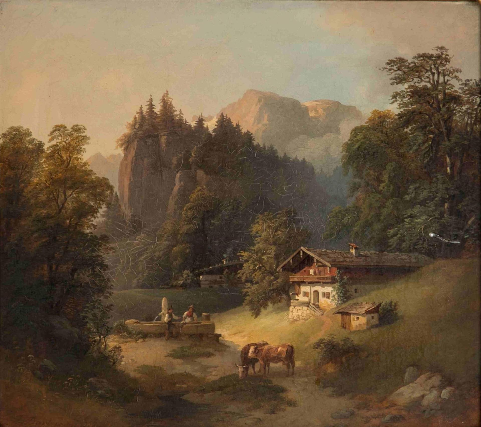 Gustav Barini (1840-1909) - Villagers in Tirol (1850)