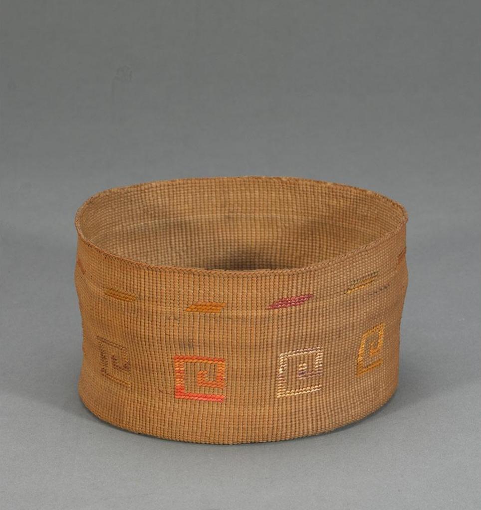 Isabella Edenshaw - A Woven Cedar Basket With Coiled Decoration
