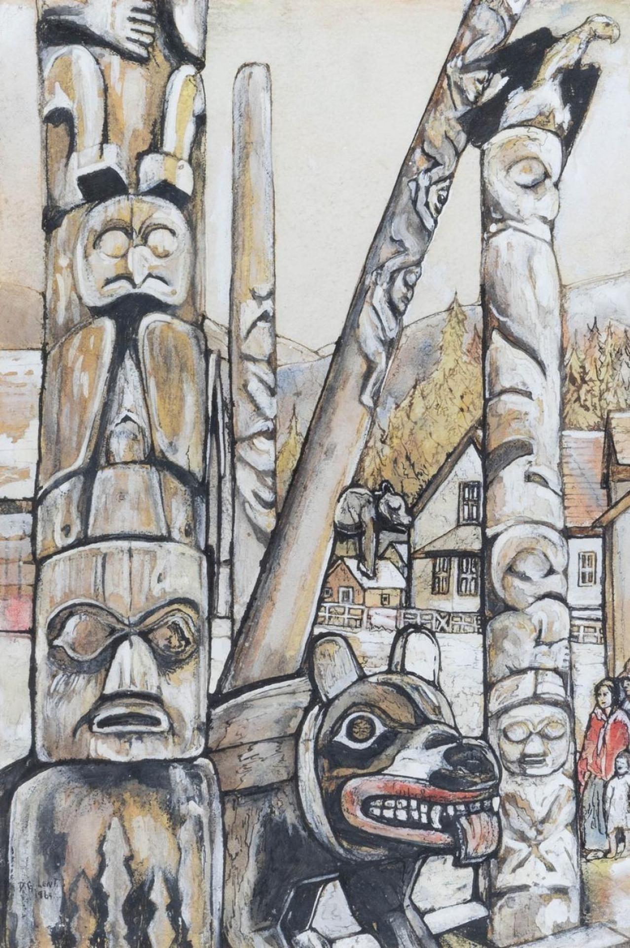 Dora Geneva Lent (1904-1983) - Totem Poles in the Village of Kispiox