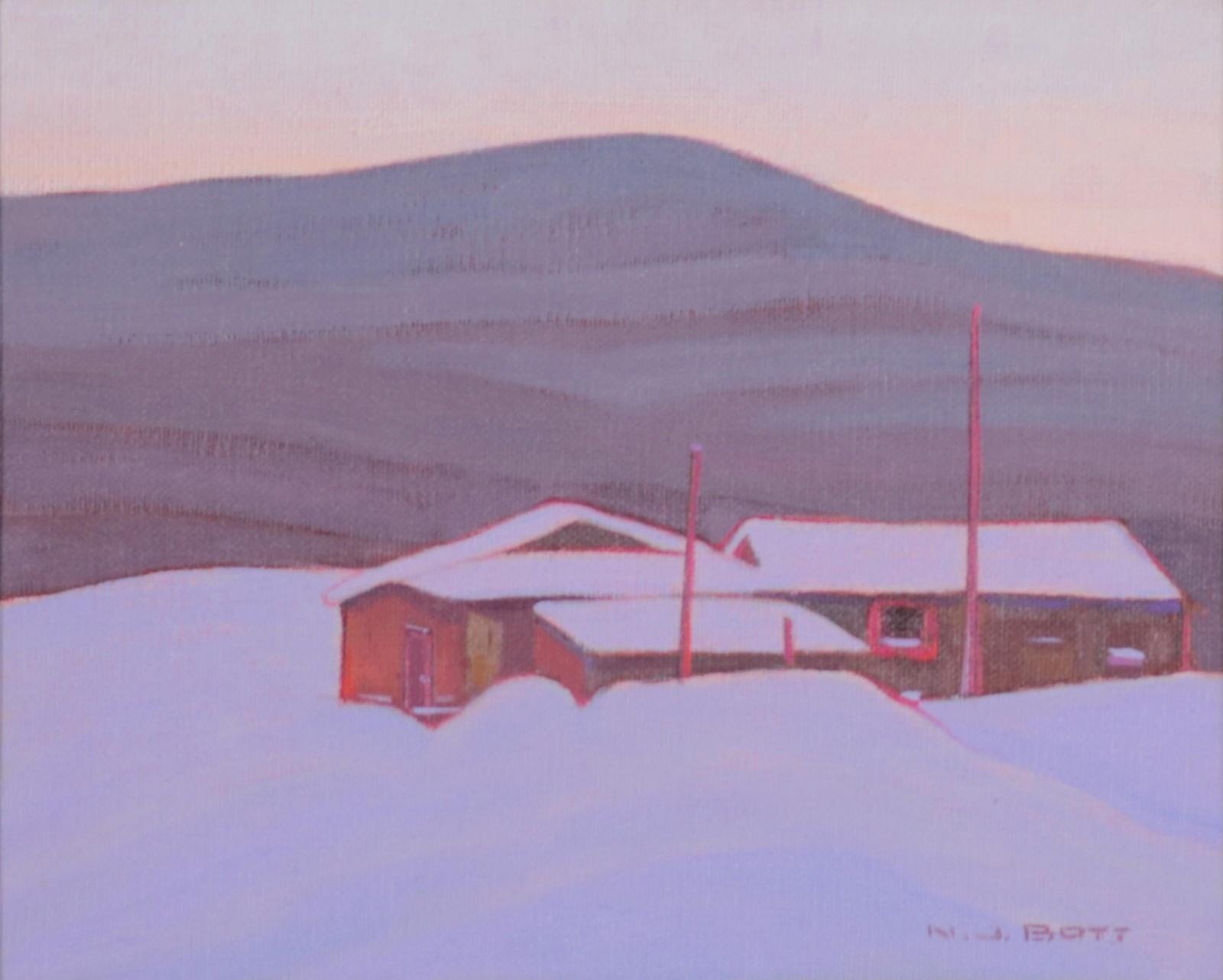 Nicholas Johannes Bott (1941-2021) - Cabin In A Snowy Landscape, Twilight