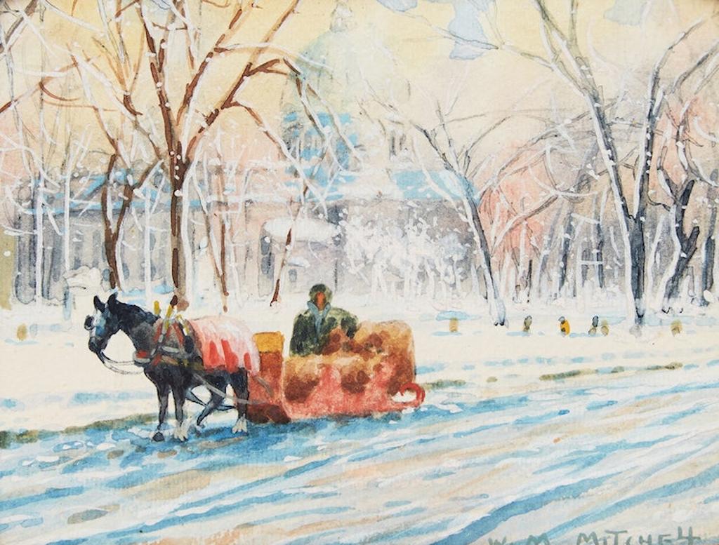 Willard Morse Mitchell (1879-1955) - The Little Red Sleigh at Dominion Square, Montreal
