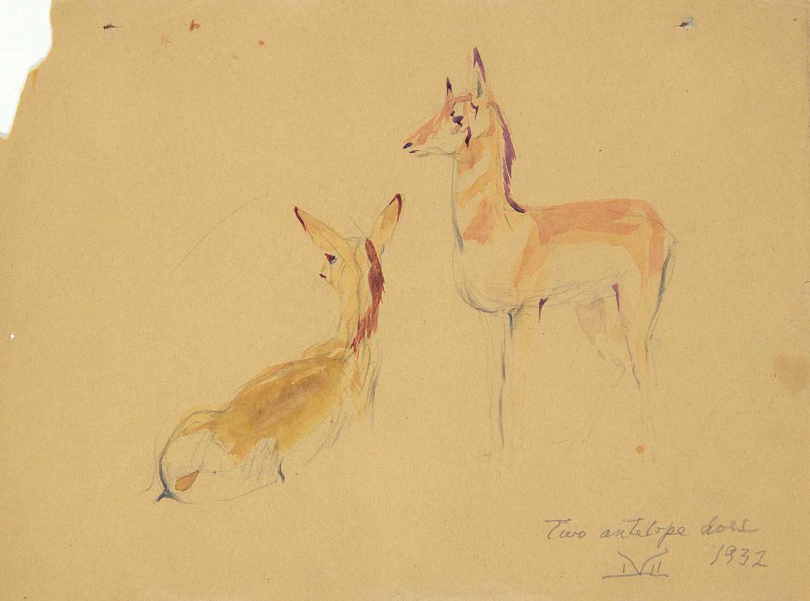 Illingworth Holey (Buck) Kerr (1905-1989) - Two Antelope Does