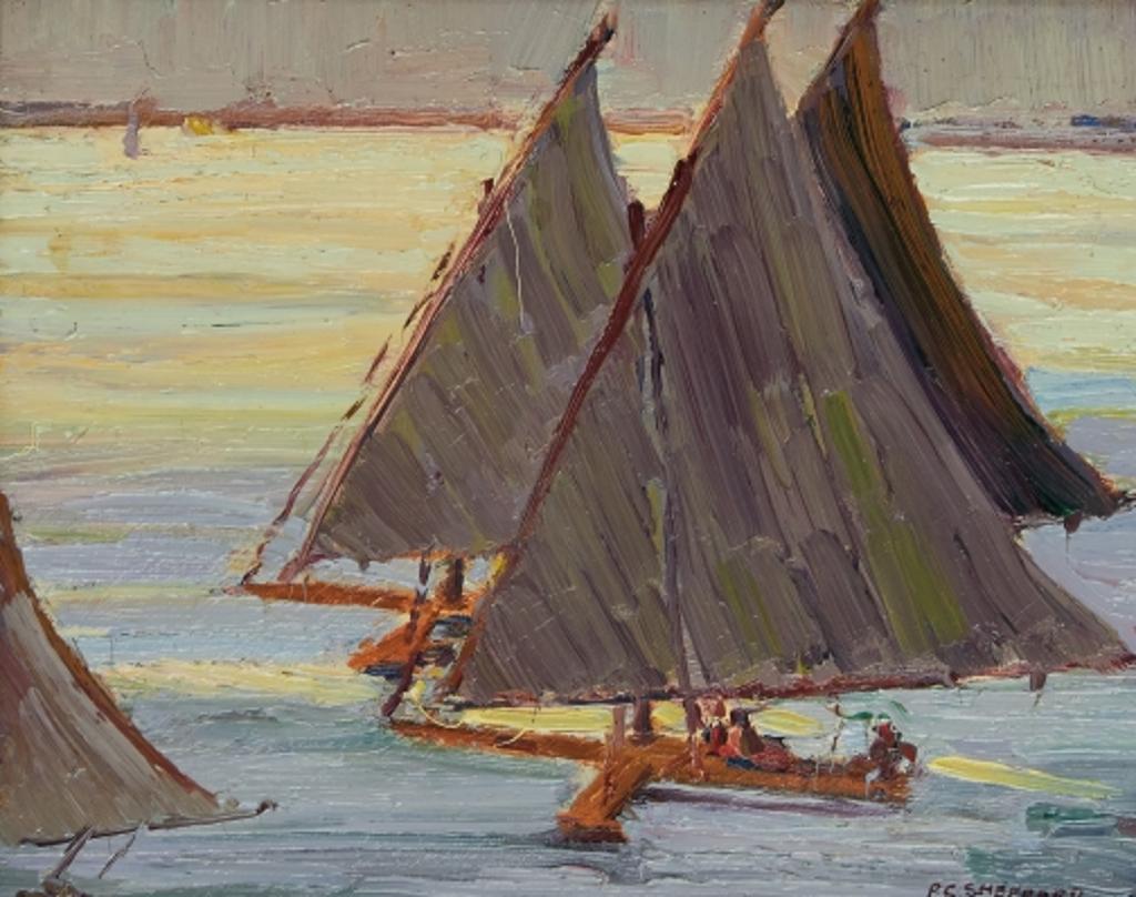 Peter Clapham (P.C.) Sheppard (1882-1965) - Ice Sailing, Lake Ontario (circa 1912)