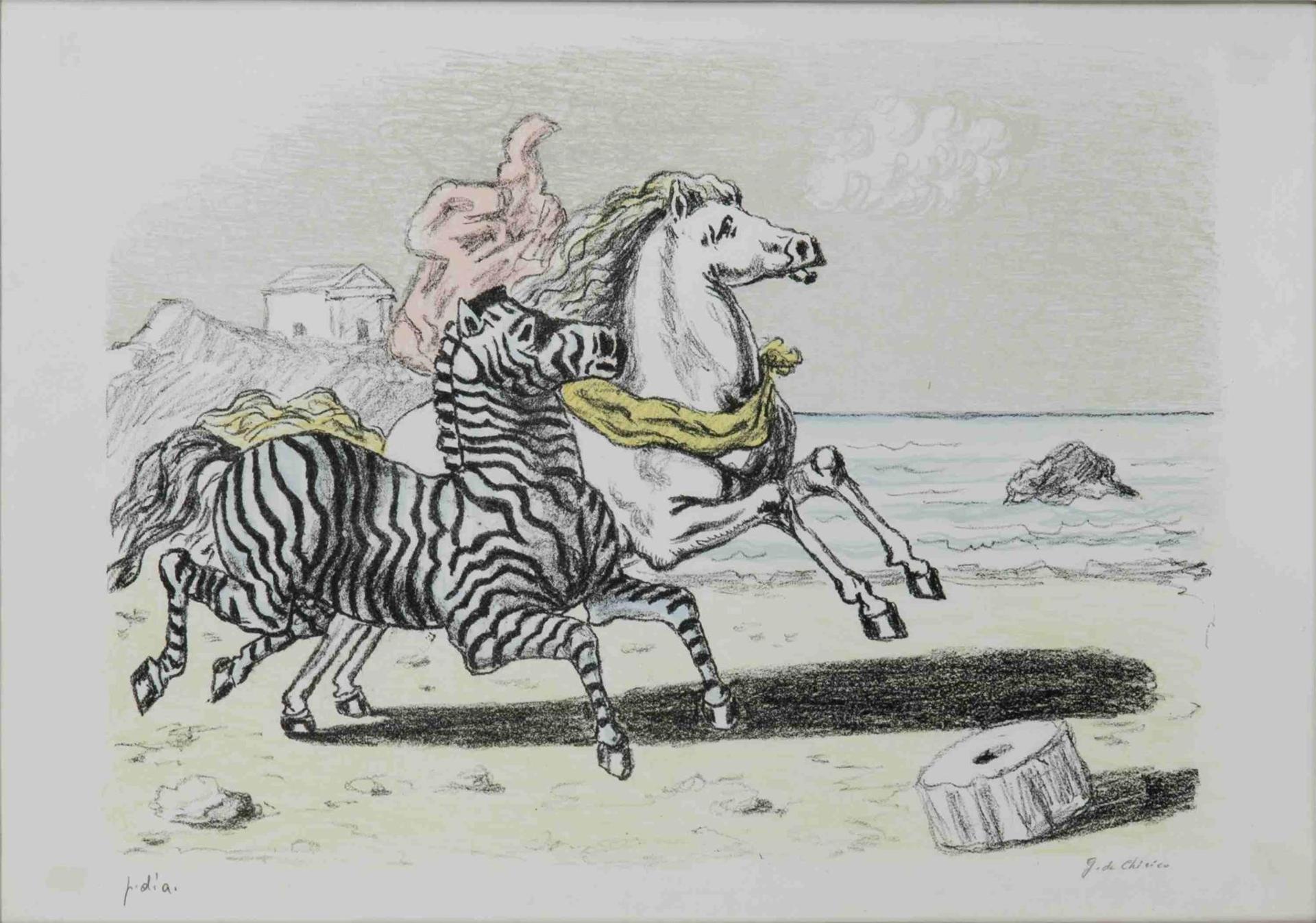 Giorgio de Chirico (1888-1978) - Zebra and Horse (1969) [Ciranna, 161]