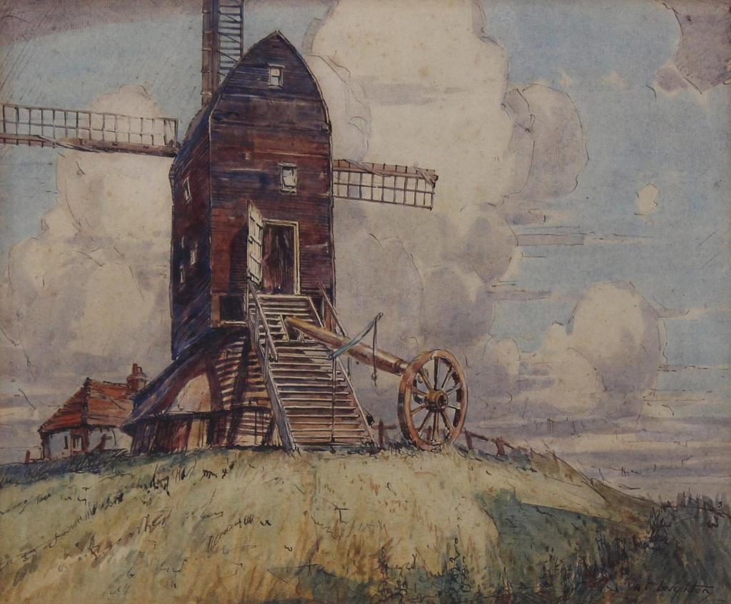 Alfred Crocker Leighton (1901-1965) - Black Mill On The Downs, Sussex; 1927